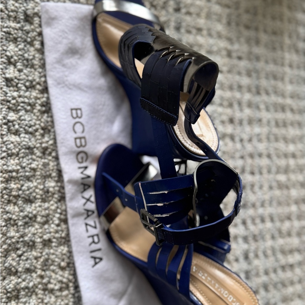 BCBGMaxAzria Black and Blue Strappy Heels